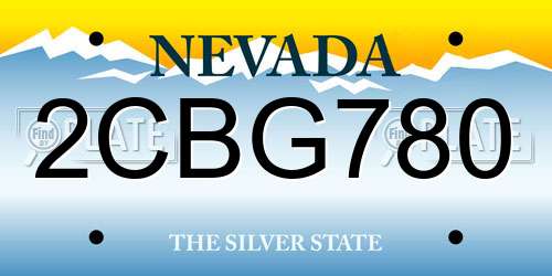 2CBG780 Nevada License Plate