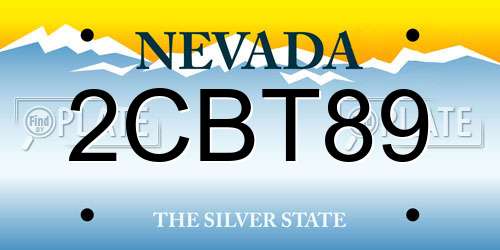 2CBT89 Nevada License Plate