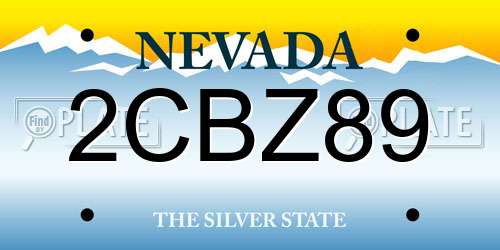 2CBZ89 Nevada License Plate