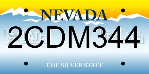 2CDM344 Nevada License Plate