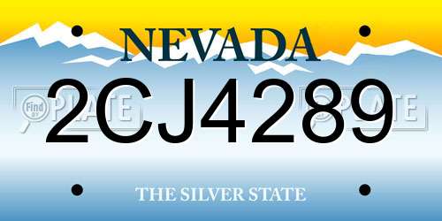 2CJ4289 Nevada License Plate