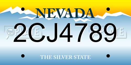 2CJ4789 Nevada License Plate
