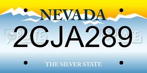 2CJA289 Nevada License Plate