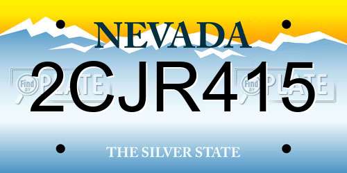 2CJR415 Nevada License Plate