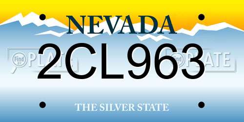 2CL963 Nevada License Plate