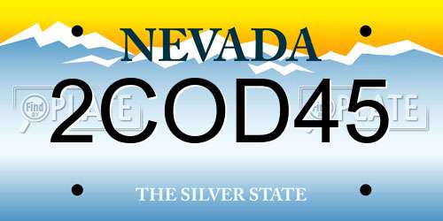 2COD45 Nevada License Plate