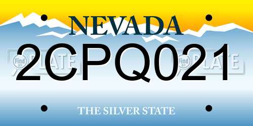 2CPQ021 Nevada License Plate