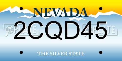 2CQD45 Nevada License Plate