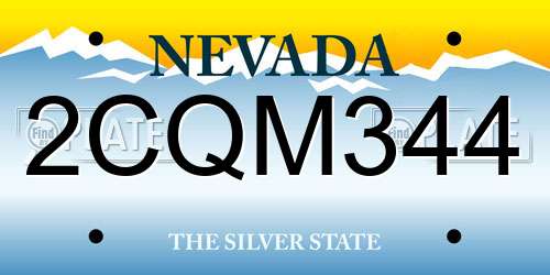 2CQM344 Nevada License Plate