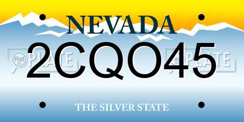 2CQO45 Nevada License Plate