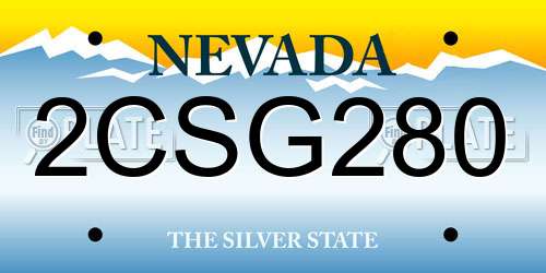 2CSG280 Nevada License Plate