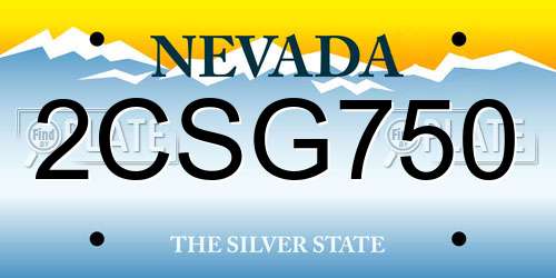 2CSG750 Nevada License Plate
