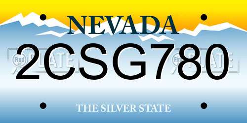 2CSG780 Nevada License Plate