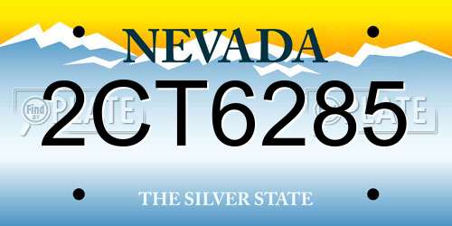 2CT6285 Nevada License Plate