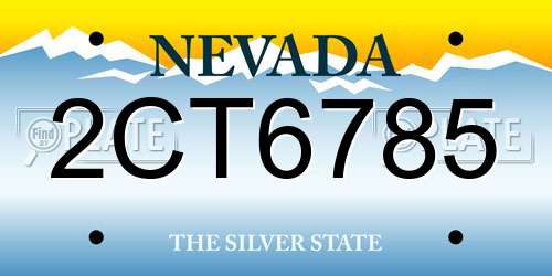 2CT6785 Nevada License Plate