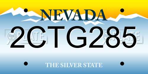 2CTG285 Nevada License Plate