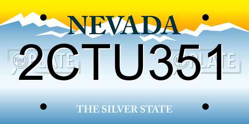 2CTU351 Nevada License Plate