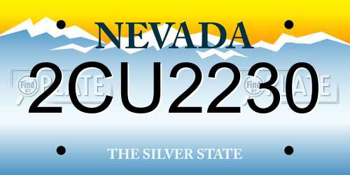 2CU2230 Nevada License Plate