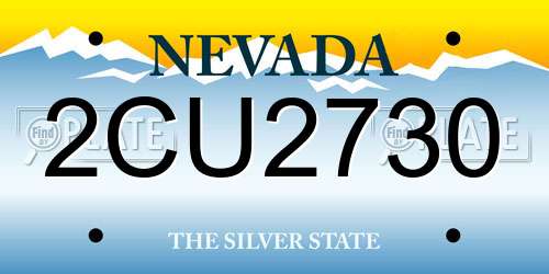 2CU2730 Nevada License Plate