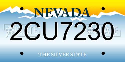 2CU7230 Nevada License Plate