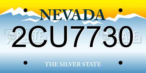 2CU7730 Nevada License Plate