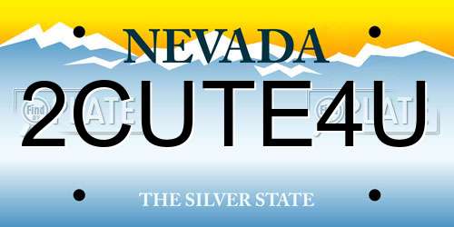 2CUTE4U Nevada License Plate