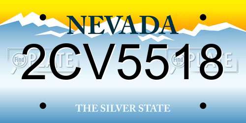 2CV5518 Nevada License Plate