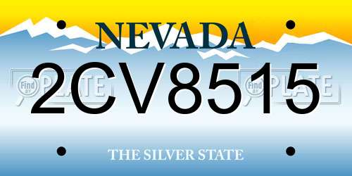 2CV8515 Nevada License Plate