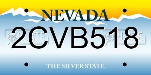 2CVB518 Nevada License Plate