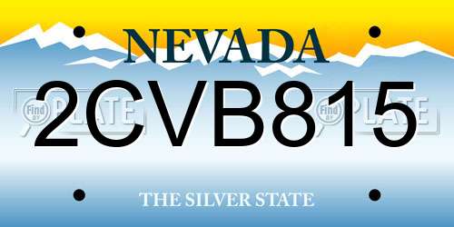 2CVB815 Nevada License Plate