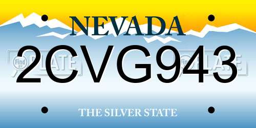 2CVG943 Nevada License Plate