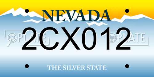 2CX012 Nevada License Plate
