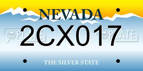 2CX017 Nevada License Plate
