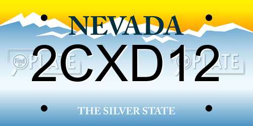 2CXD12 Nevada License Plate