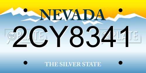 2CY8341 Nevada License Plate