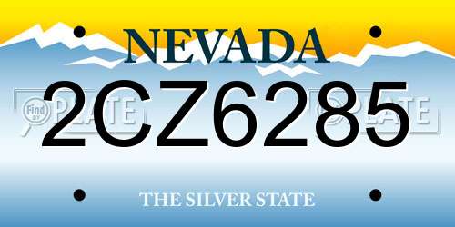 2CZ6285 Nevada License Plate