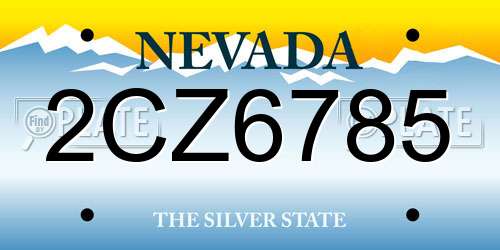 2CZ6785 Nevada License Plate