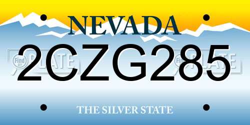 2CZG285 Nevada License Plate