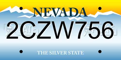 2CZW756 Nevada License Plate