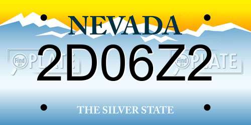 2D06Z2 Nevada License Plate