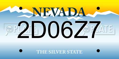 2D06Z7 Nevada License Plate