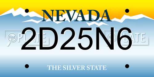 2D25N6 Nevada License Plate
