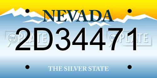 2D34471 Nevada License Plate