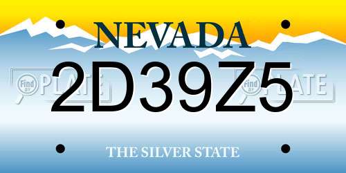 2D39Z5 Nevada License Plate