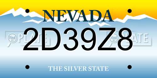 2D39Z8 Nevada License Plate