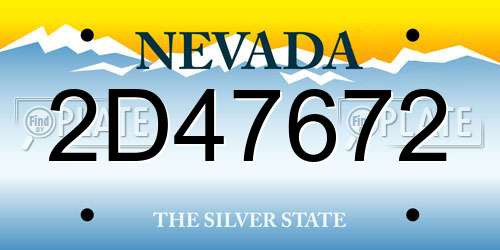 2D47672 Nevada License Plate