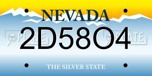 2D58O4 Nevada License Plate