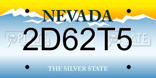 2D62T5 Nevada License Plate