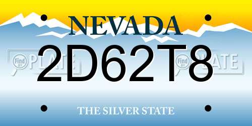 2D62T8 Nevada License Plate