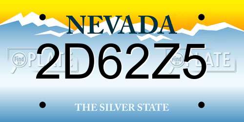 2D62Z5 Nevada License Plate